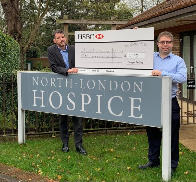 NORTH LONDON HOSPICE £1,000 Sawyer Fielding